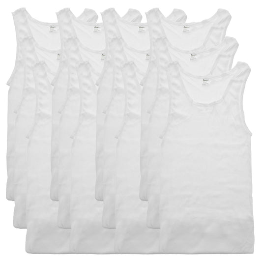 Swan White Ribbed Basic A-Shirts Tank Top (12-Pack), #5201