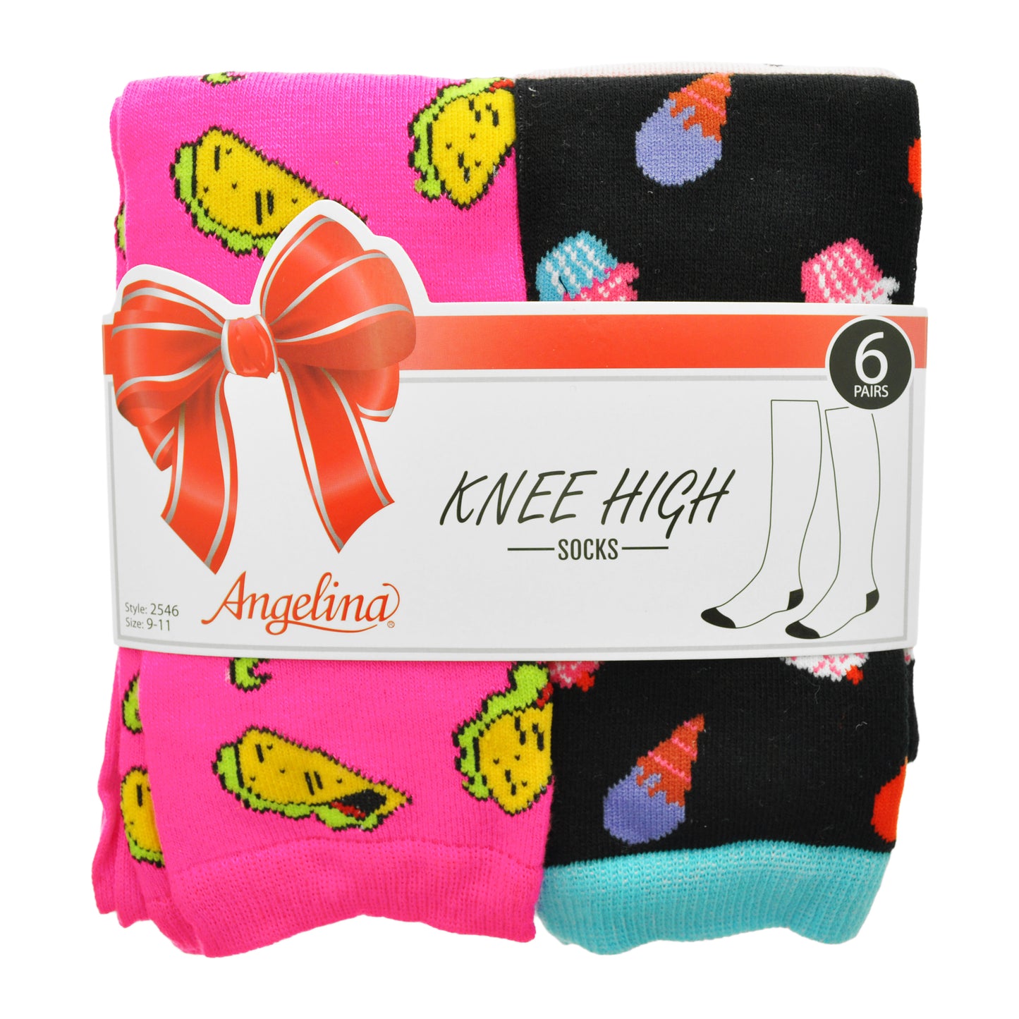 Angelina Knee-High Novelty Foodie Socks (6-Pairs), #2546