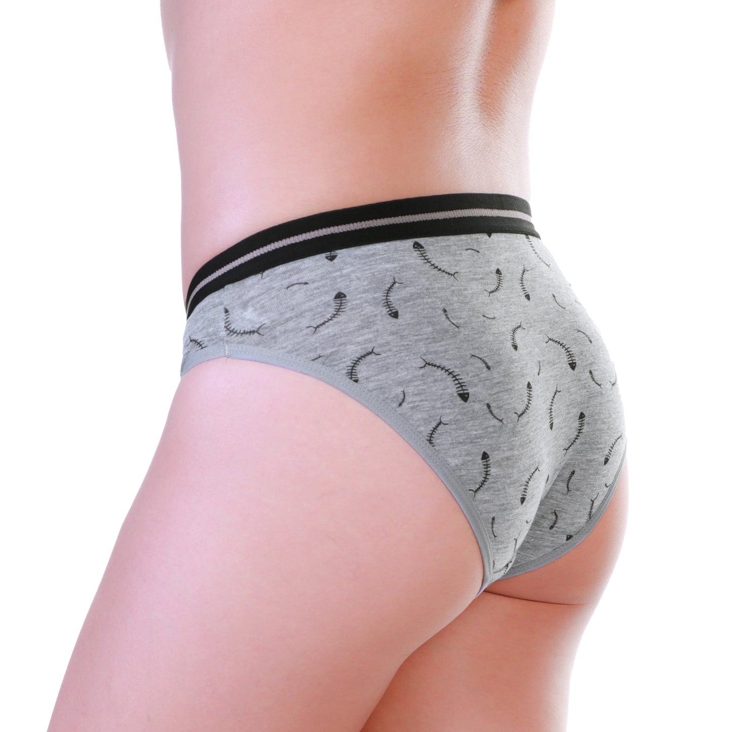 Angelina Cotton Bikini Panties with Fishbone Print Design (12-Pack), #G6794