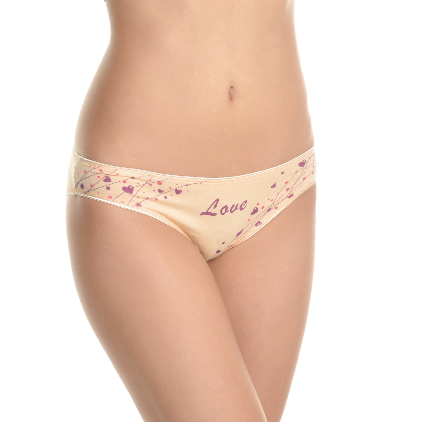 Angelina Cotton Bikini Panties with Love Hearts Print (6-Pack), #G6234