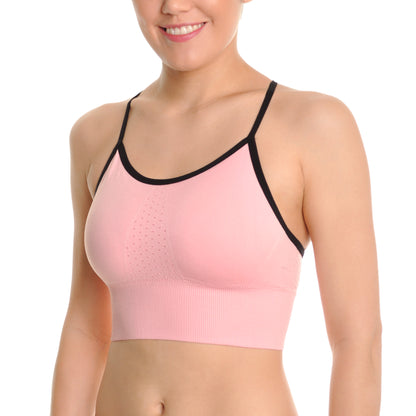 Angelina Seamless Long Line Bralette with Racerback Straps (3-Pack), #SE868