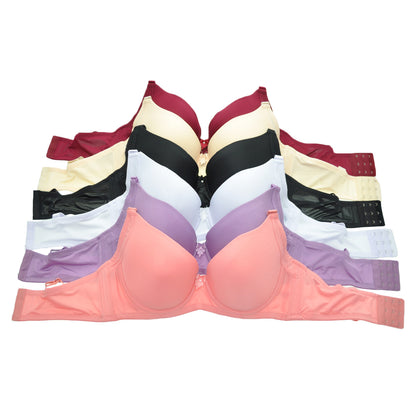 Angelina Wired Padded T-Shirt Bras with Wide Wings (6-Pack), #B290