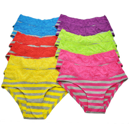 Angelina Stripes and Lace Cheeky Bikini Panty (12-Pack), #G1012