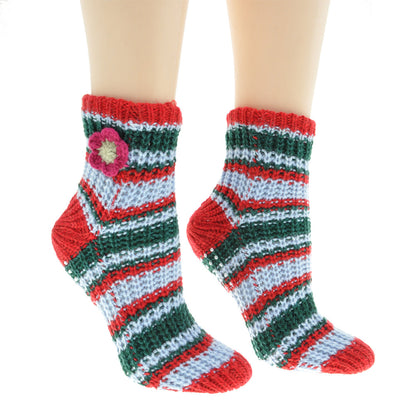 Angelina Snuggly Knit Slip-Resistant Stripe Slipper Socks (12-Pairs), #WF1992
