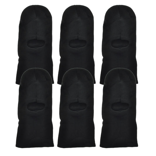Swan Winter Warmth Black Knitted Balaclava 1 Hole Ski Mask (6-Pack), #WH2042