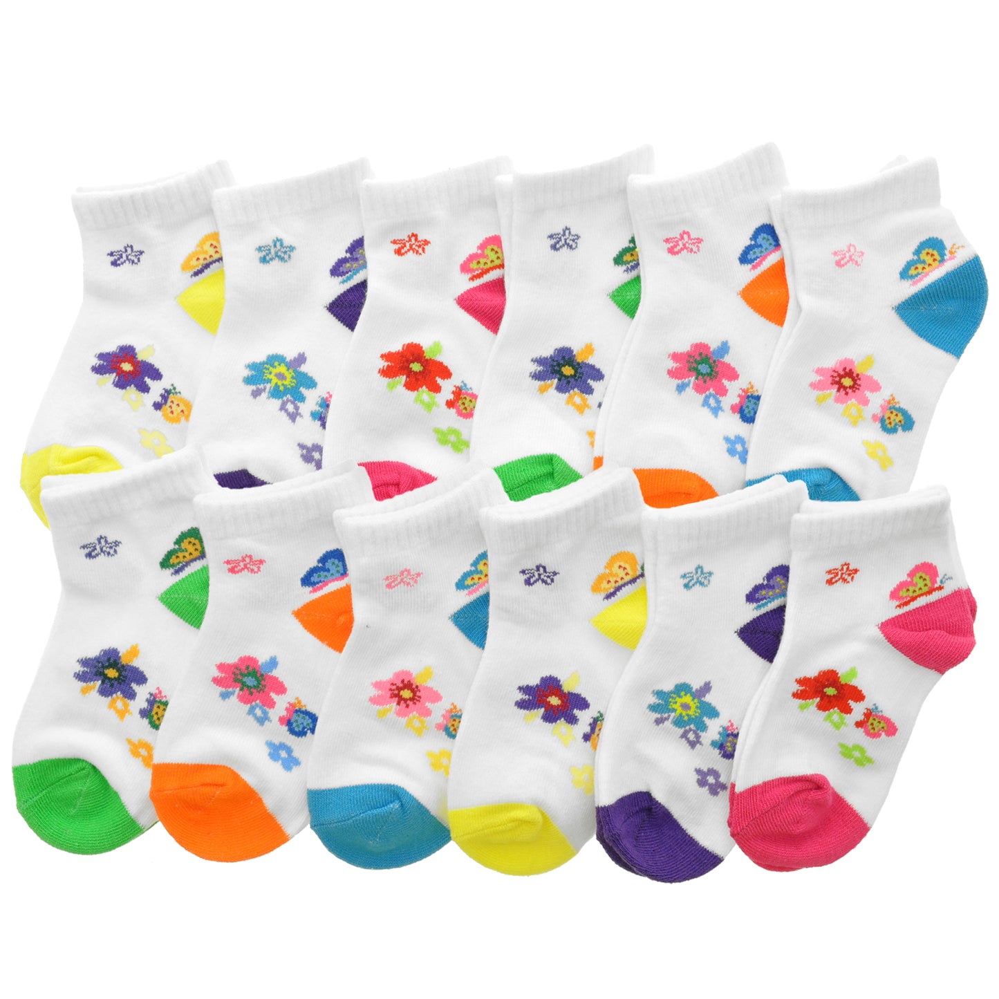 Assorted Prints Unisex Low Cut Trainer Socks (12-Pairs)