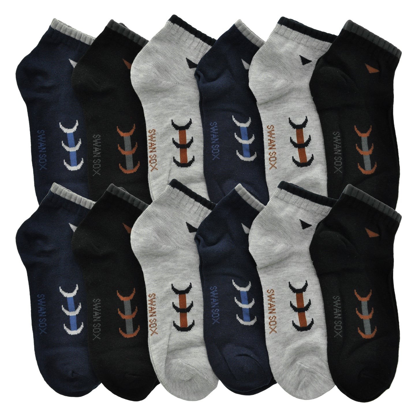 Assorted Prints Unisex Low Cut Trainer Socks (12-Pairs)