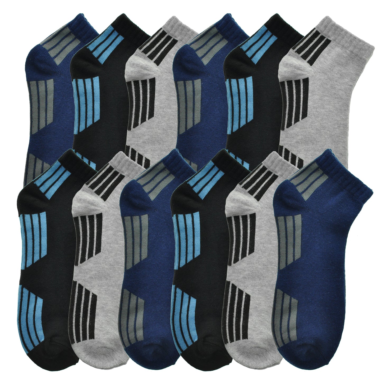 Assorted Prints Unisex Low Cut Trainer Socks (12-Pairs)