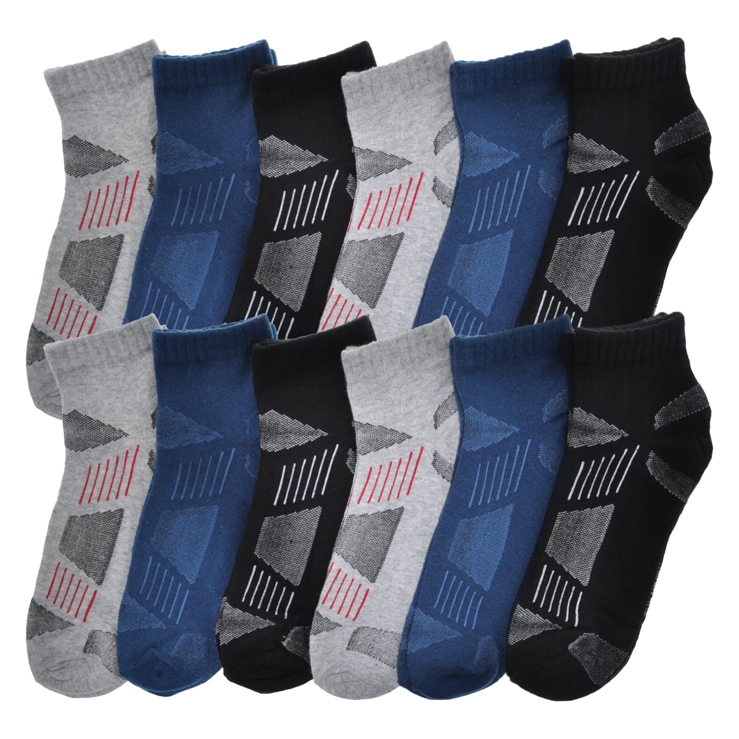 Assorted Prints Unisex Low Cut Trainer Socks (12-Pairs)