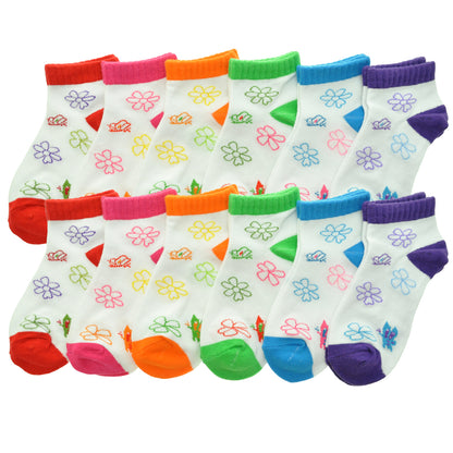 Assorted Prints Unisex Low Cut Trainer Socks (12-Pairs)