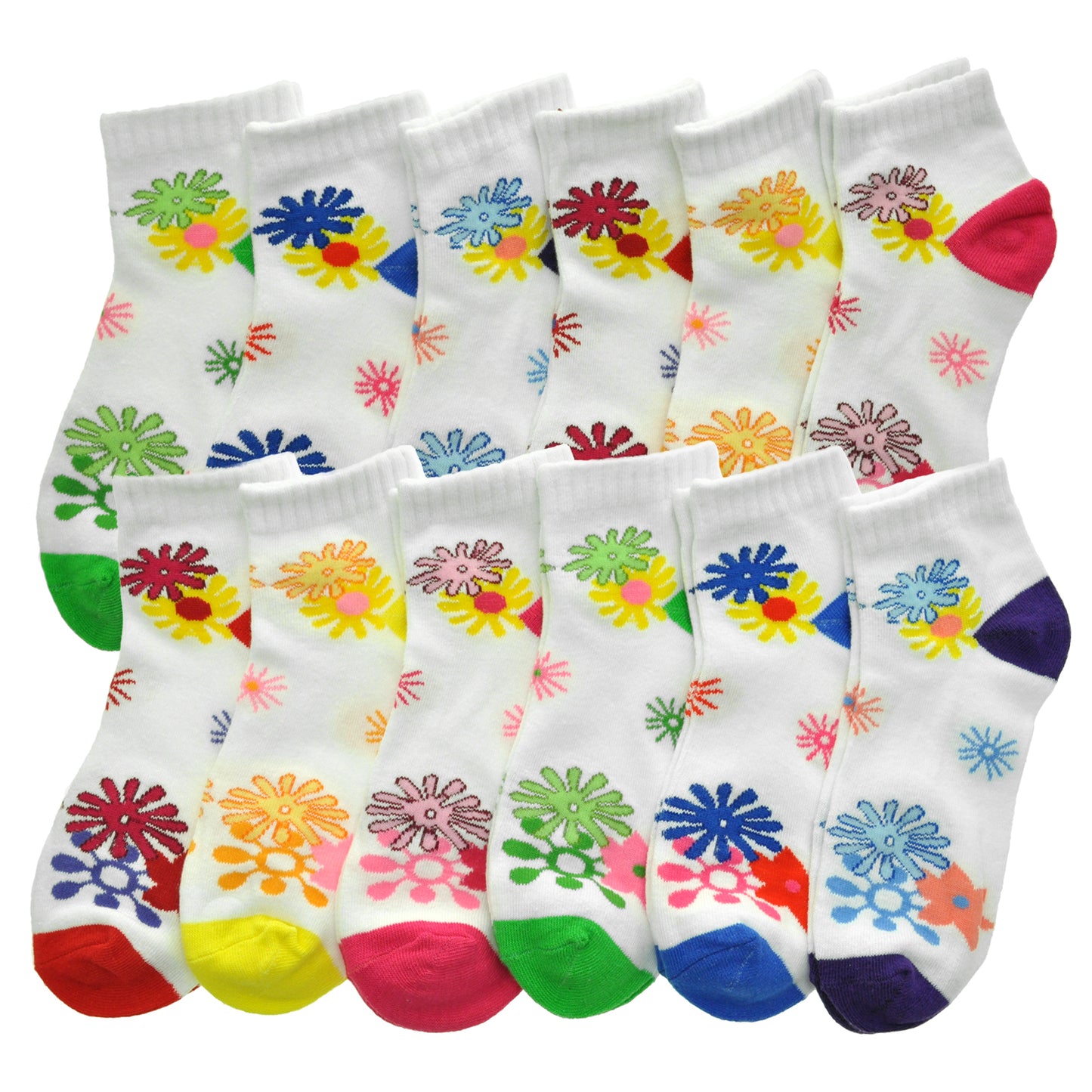 Assorted Prints Unisex Low Cut Trainer Socks (12-Pairs)