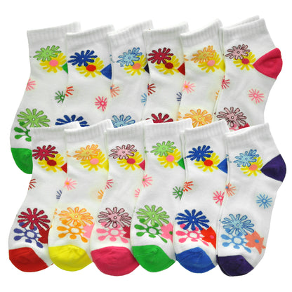 Assorted Prints Unisex Low Cut Trainer Socks (12-Pairs)