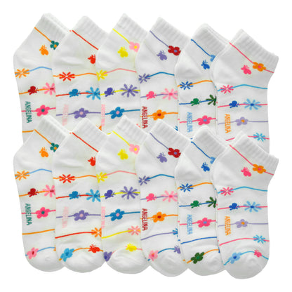 Assorted Prints Unisex Low Cut Trainer Socks (12-Pairs)