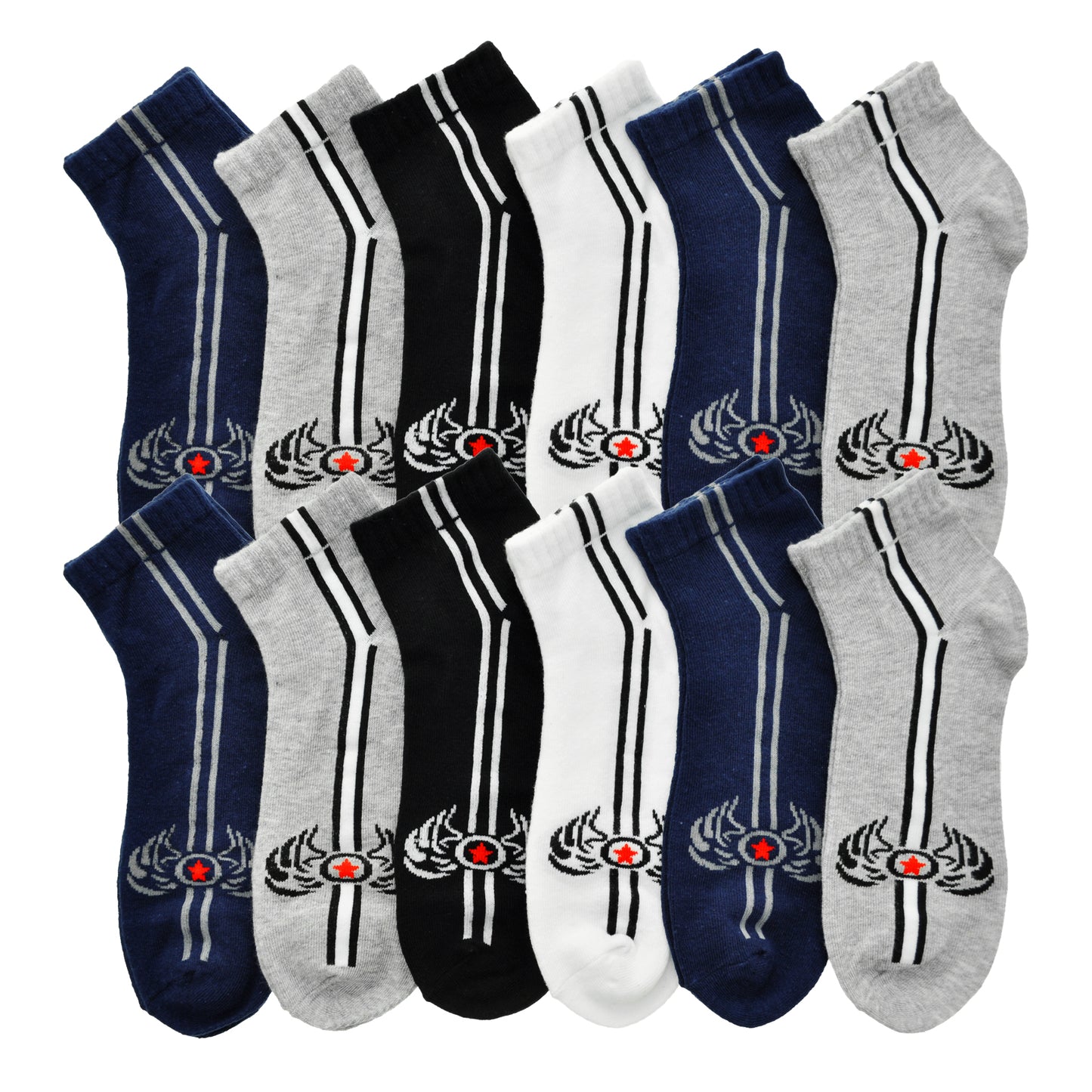 Assorted Plain Unisex Low Cut Trainer Socks (6 Dozen), #2305