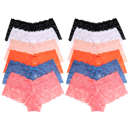 Angelina Lace Cheeky Thong Panties (6 or 12 Pack), #B362