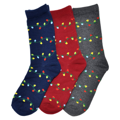 Angelina Novelty Holiday Lights Crew or Knee-High Socks (3 Dozen), #2555