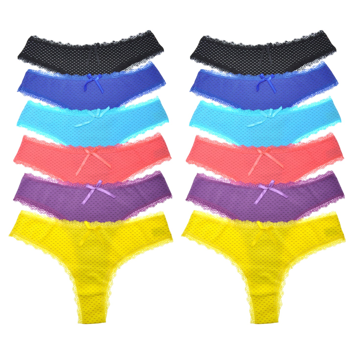 Angelina Cotton Brazilian Cut Bikini Panties with Polka Dot Print (12-Pack), #G6429