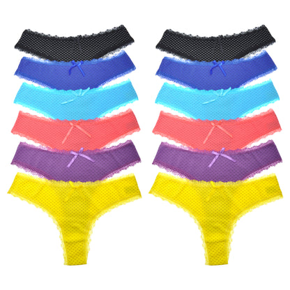 Angelina Cotton Brazilian Cut Bikini Panties with Polka Dot Print (12-Pack), #G6429