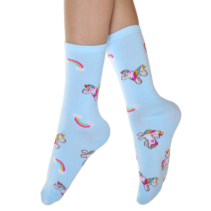 Angelina Novelty Unicorn Crew Socks (3-Pairs), #2556