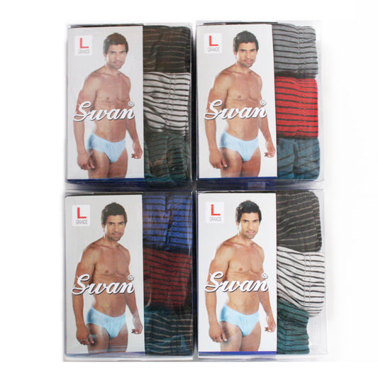 Swan Men's Stripe Cotton Bikini (12-Pack), #751