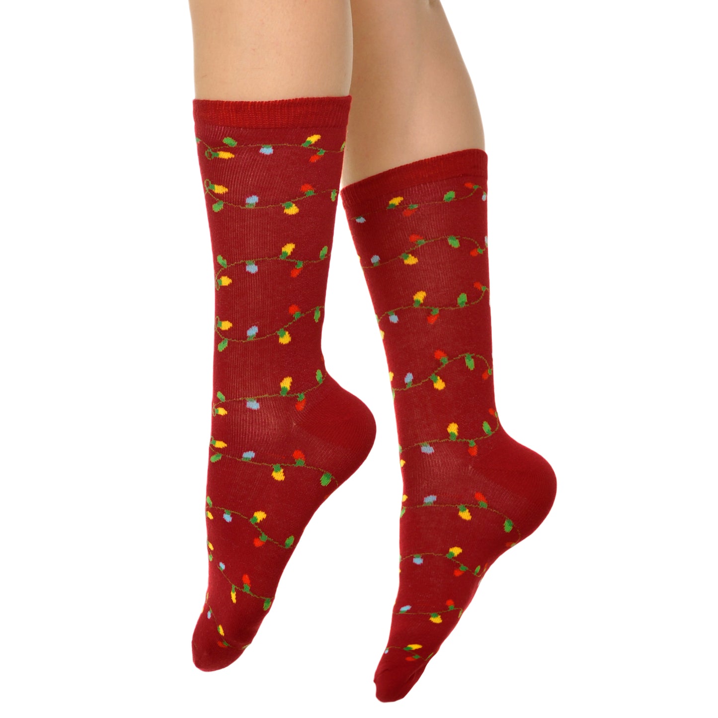 Angelina Novelty Holiday Lights Crew or Knee-High Socks (3-Pairs), #2555