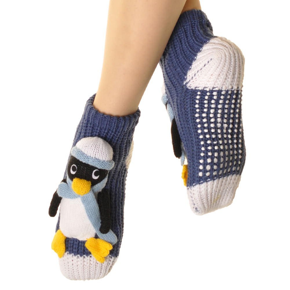 Angelina Snuggly Knit Slip-Resistant 3D Monster Slipper Socks (6 or 12 Pairs), #WF1990