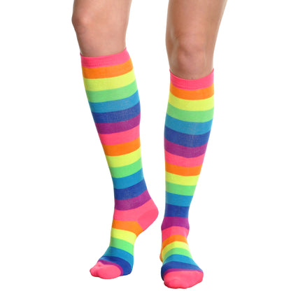 Angelina Rainbow Striped Knee-High Socks (6-Pairs), #2540