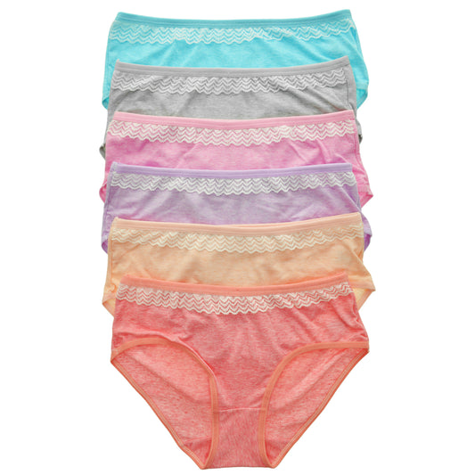 Angelina Cotton Blend Hiphuggers with Ruffled Lace Trim (6-Pack), #G6278