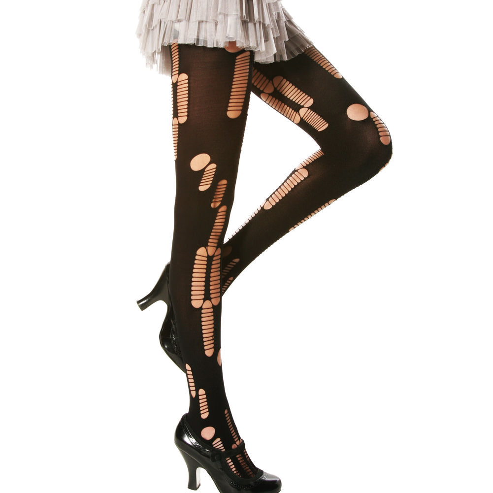 Angelina Opaque Tights with Distressed Ripped Pattern (6-Pack), #5293F