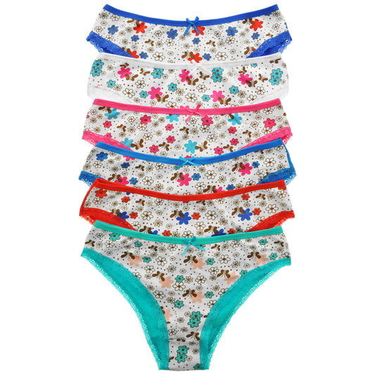 Angelina Cotton Bikini Panties with Butterfly Print Design (6-Pack), #G6288