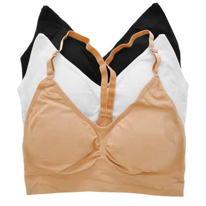 Angelina Seamless Racerback Sports Bra with Adjustable Straps (3-Pack), #SE863