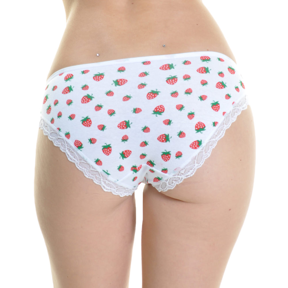 Angelina Cotton Bikini Panties with Strawberry Print (12-Pack), #G1002