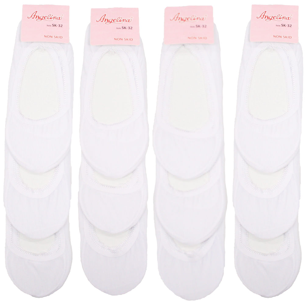 Angelina No-show Liner Socks with Non-skid Bottoms (12-Pairs)