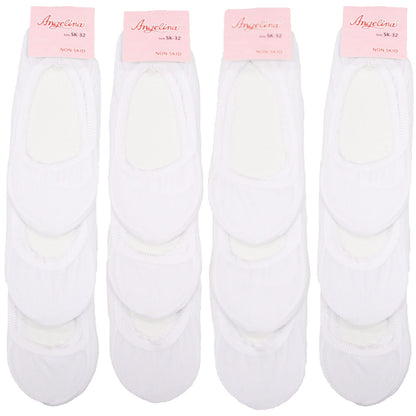 Angelina No-show Liner Socks with Non-skid Bottoms (12-Pairs)
