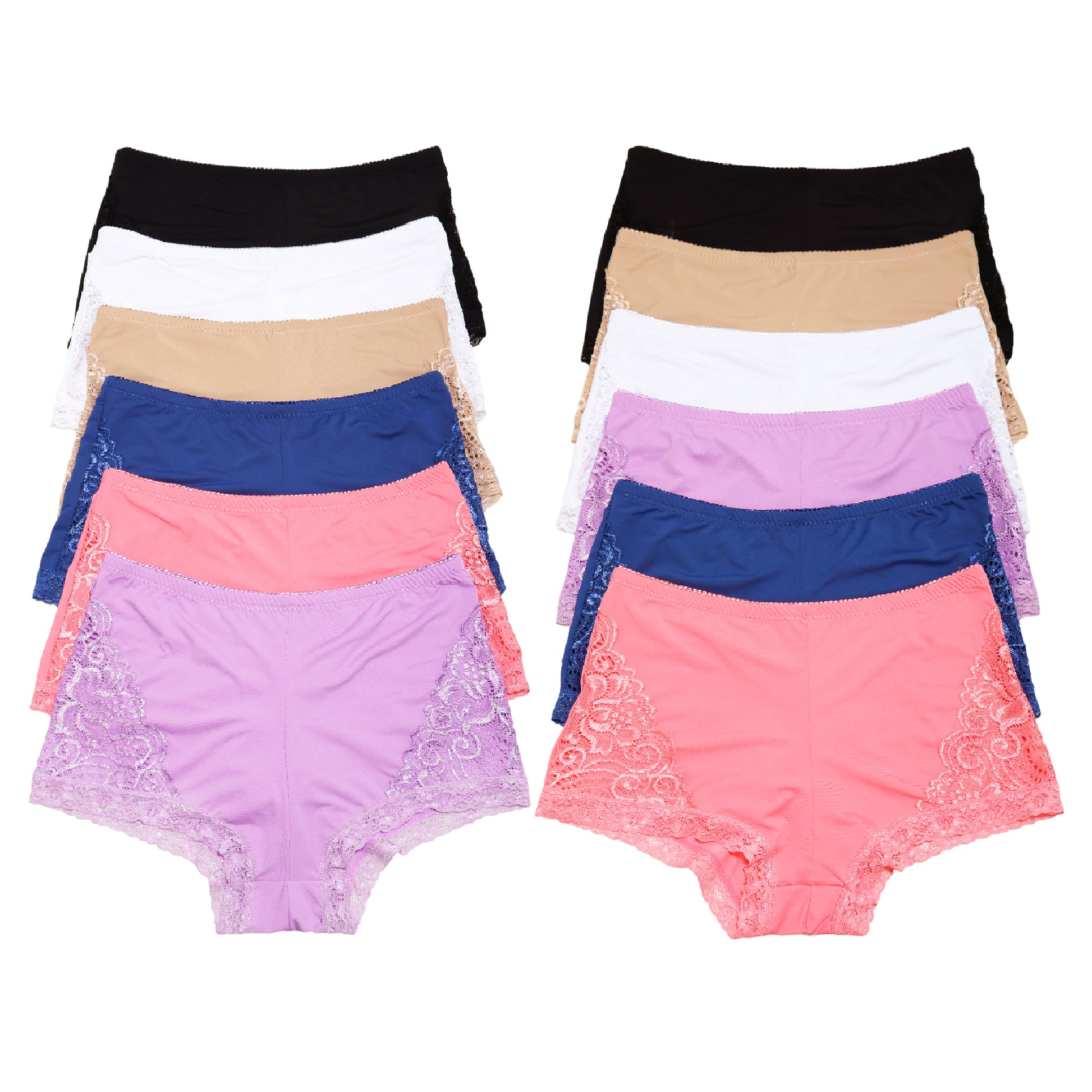 Lace Boyshort Panties(6 Pack)