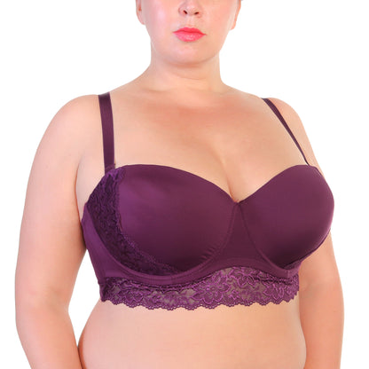 Angelina Wired, Padded Extended Size Strapless Bras with Lace Accent (6-Pack), #B208