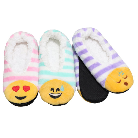 Angelina Winter-Weight Indoor Slipper Socks with Emoji Design (3-Pairs), #WF1916