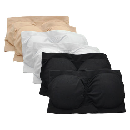 Angelina Seamless Bandeau with Removable Cups (6-Pack), #SE0911