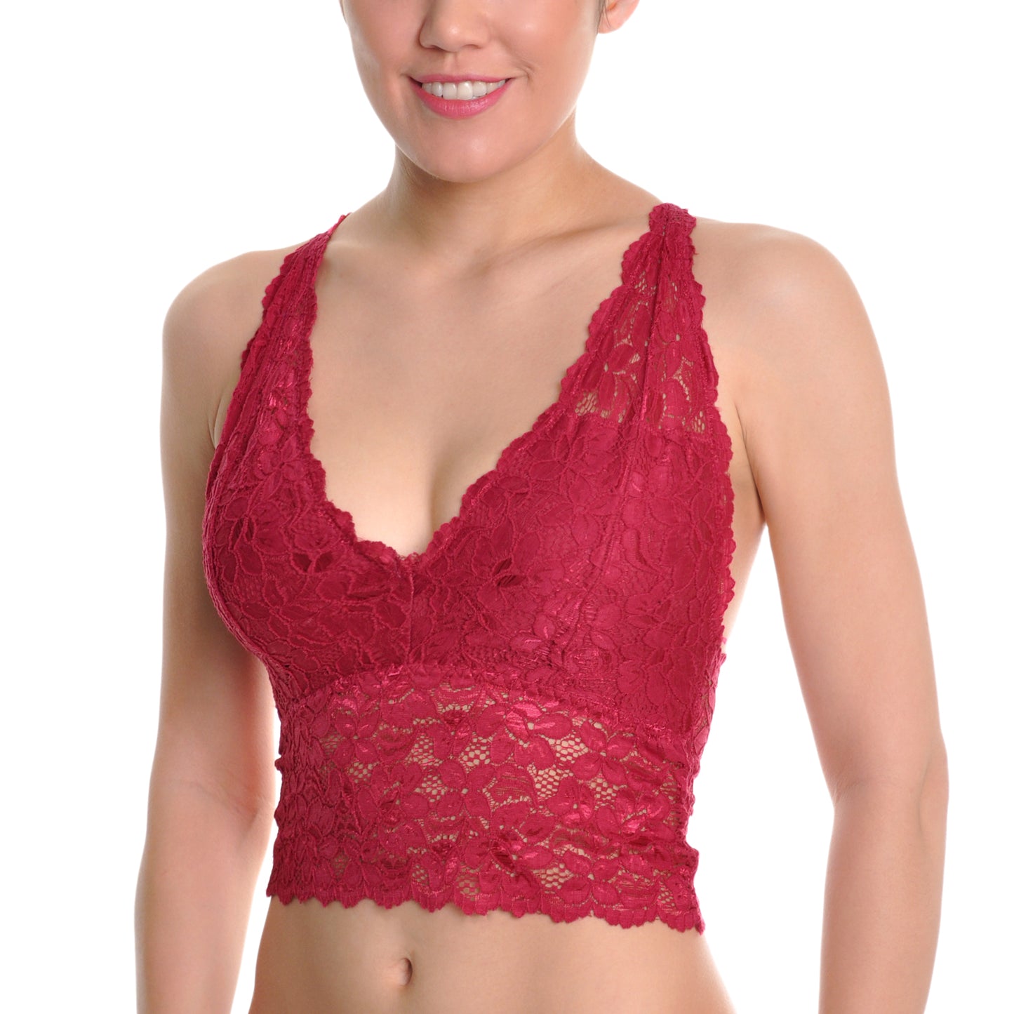 Angelina Wire-free Lace Longline Bralette with Adjustable Y-Strap (3 or 6 Pack), #B887