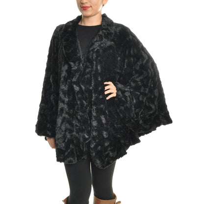 Angelina Oversized Faux Fur Poncho with Chevron Pattern (1-Pack), #WN06