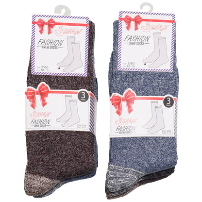 Angelina Men's Marled Crew Socks (6-Pairs), #2560