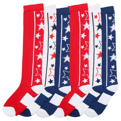 Angelina Novelty Stars Print Knee-High Socks (6-Pairs), #2566