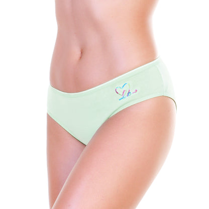 Angelina Cotton Bikini Panties with Love Embroidery Design (12-Pack), #G6748