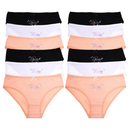 Angelina Cotton Bikini Panties with Love Print Design (12-Pack), #G6776