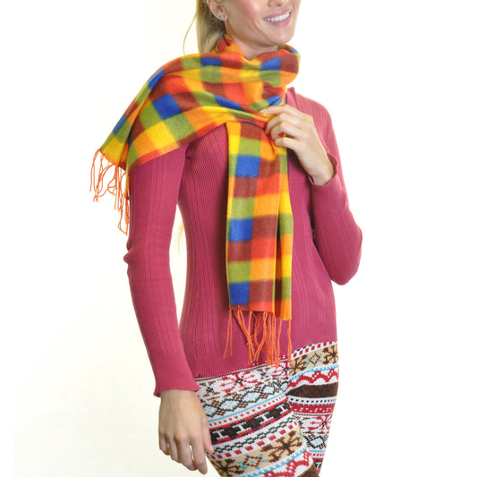 Angelina Winter Warmth Fleece Assorted Designs Fringe Scarves (12-Pack)