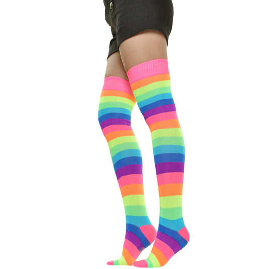 Angelina Rainbow Thigh High Socks (6-Pack), #6753