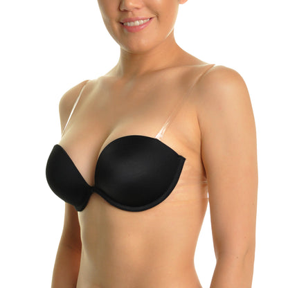 Angelina Wired and Padded Push-Up Bras with Clear Convertible Straps (3 or 6 Pack), #B885