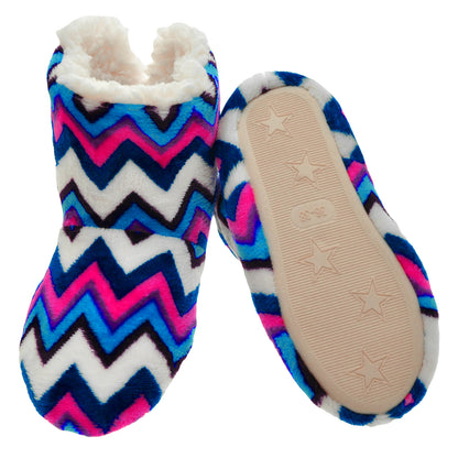 Angelina Fleece-Lined Plush Indoor Boots with Padded Rubber Sole (6-Pairs), #WF1184