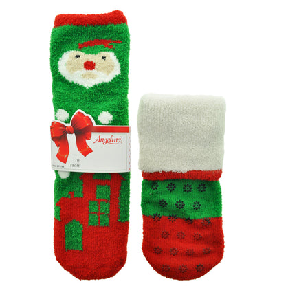 Angelina Double-Layer French Terry Cozy Socks w/ Non-Skid Bottom (12-Pairs), #WF1188