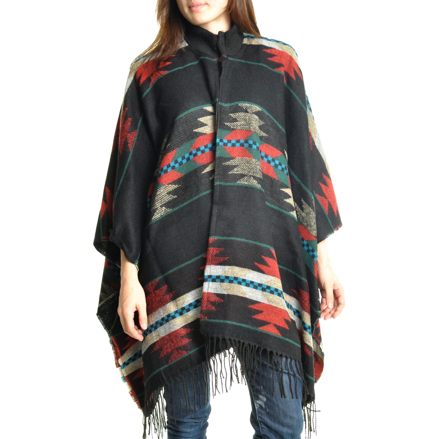 Angelina Soft Woven Southwestern Print Fringe Blanket Ponchos (12-Pack), #WINTER_BLANKET_PON